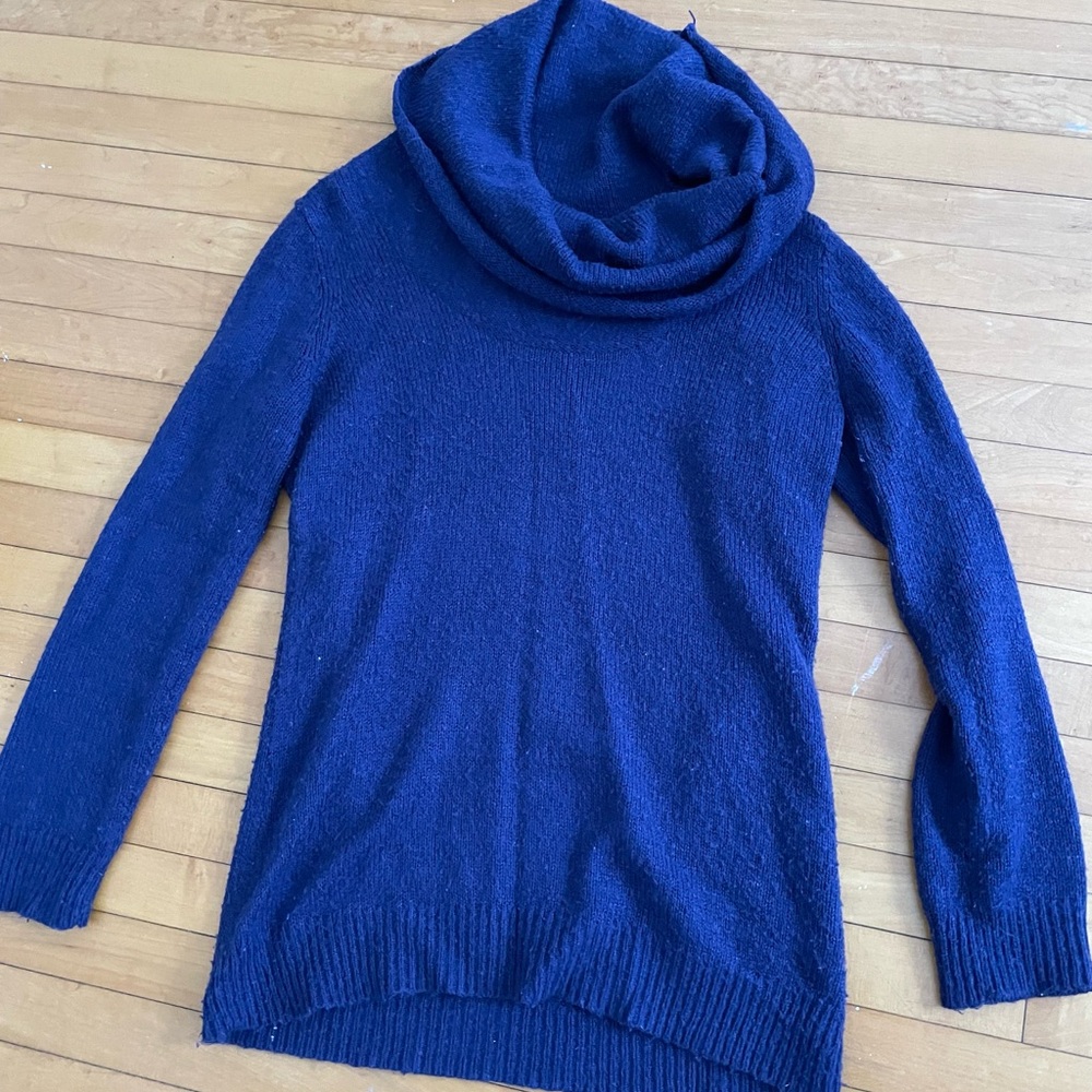 Dark Blue Cowl Neck Sweater